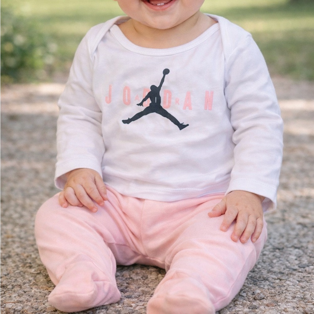 Jordan White and Pink Kids Matching Set